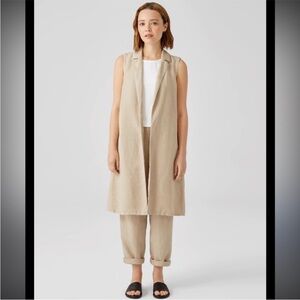 Eileen Fisher Linen Blend Long Vest